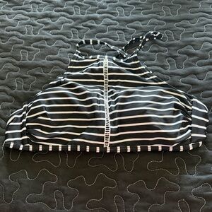 Xhilaration Black and White Striped High Neck Swim Top
